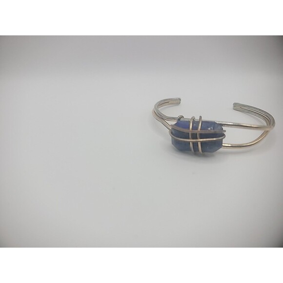 Vintage Bracelet Cuff Silver Tone Gold Tone Wire Wrapped Purple Stone Jewelry - Picture 5 of 15